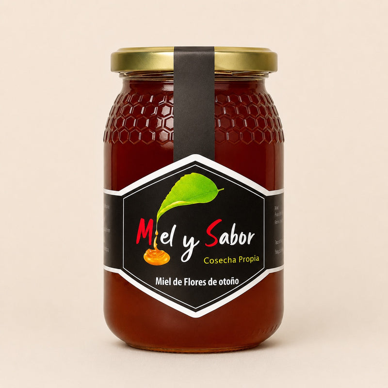 Tarro de 500 g de miel de flores de otoño Miel y Sabor